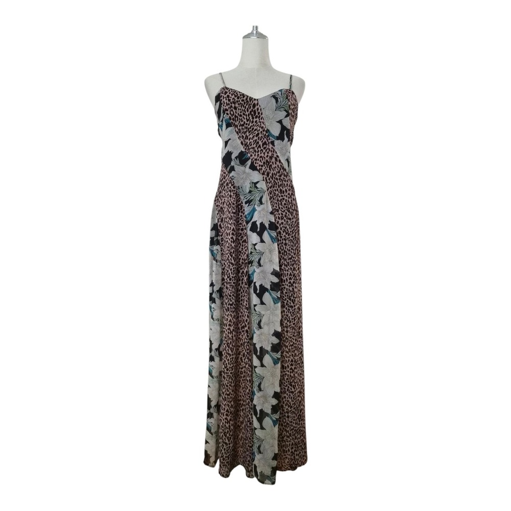 SEN Revolve Leopard Floral Maxi Dress M Mixed Print Slip Resort Vacation